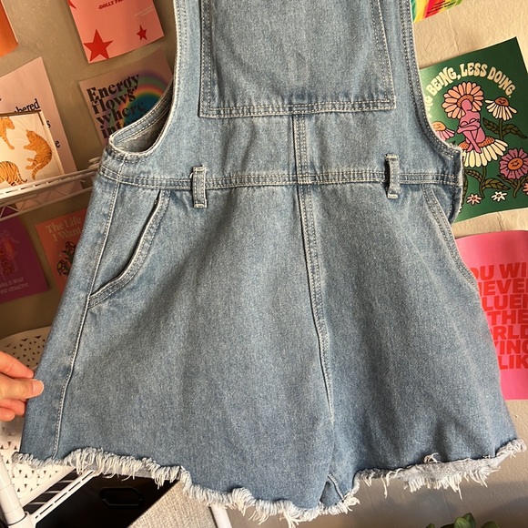 Tank Denim Overalls with Pleated Bottoms - Picture 3 of 5